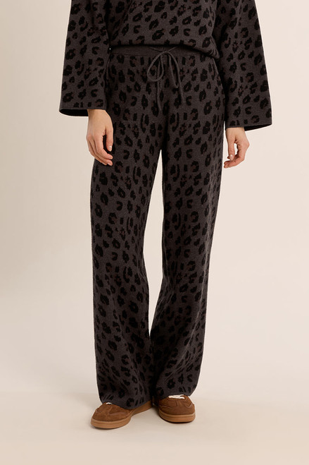 Molly Bracken Dark Grey Leopard Knit Pants