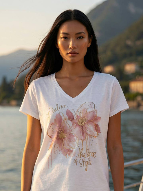 LOOWIE Italian One Size Blush Bloom Cotton Tee