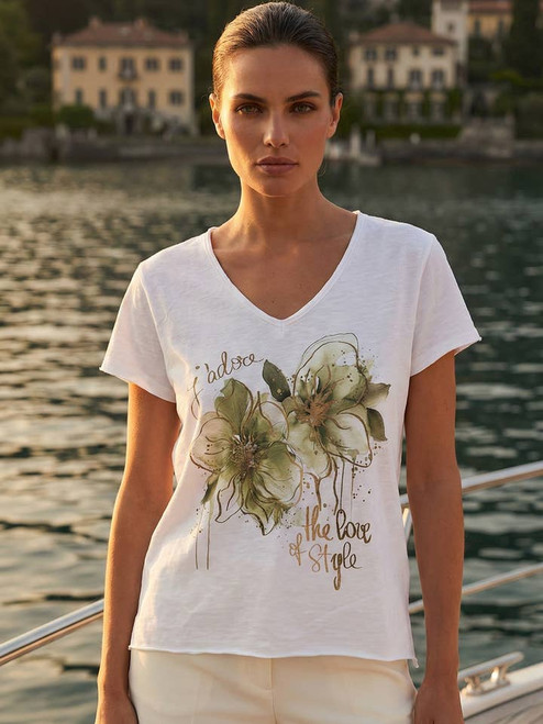 LOOWIE Italian One Size Olive Bloom Cotton Tee