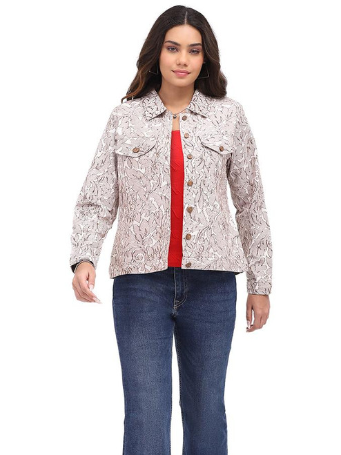 Parsley & Sage Brown Cotton Burnout Jacket