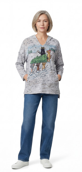 Inoah Merry Mice French Terry Hoodie Top