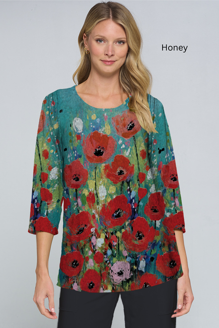 Et' Lois Hazy Painted Poppies Soft Knit Top
