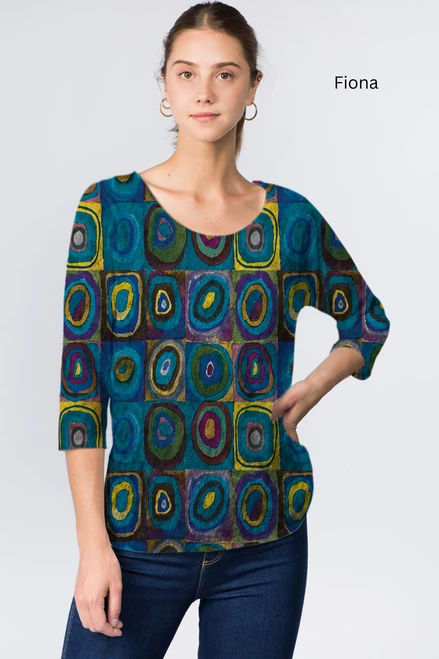 Et' Lois Hazy Blue Square Soft Knit Top