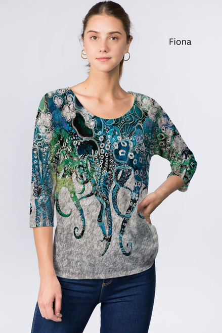 Et' Lois Hazy Octopi Dangle Soft Knit Top
