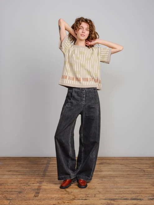 The Endery Cumulus Cotton Contrast Bauhaus Sweater