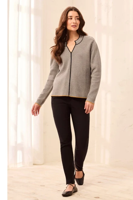 Tribal Grey Mix Cotton Stripe Sweater