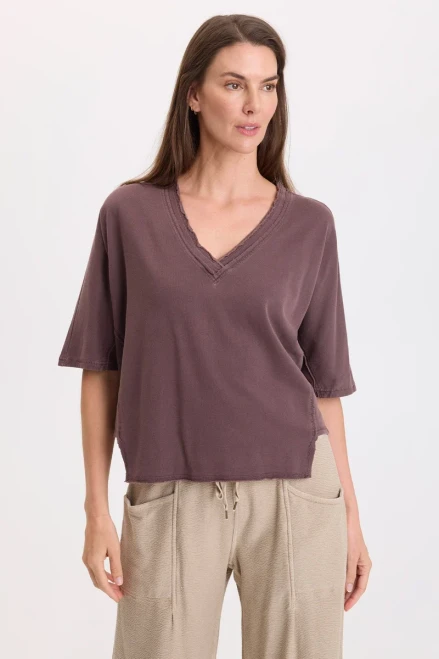 XCVI Latte Fleece Top