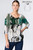 Et' Lois Winter Green Distress & Black Floral Soft Knit Top