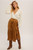 Hem & Thread Cognac Satin Layered Midi Skirt