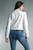 Tempo Paris White Stretch Cotton Frayed Denim Jacket