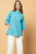 Komil Turquoise Waffle Cotton Funnel Neck Top