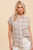 Hem & Thread Washed Khaki Plaid Dolman Short Sleeve Long Shirt      