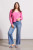 Tribal Hi Pink Wash V-Neck Cotton Sweater