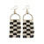 Ink + Alloy Black & Cream Checkered Beaded Fringe Earrings 