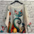 LOOWIE Cream Cat Printed Sweater