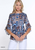 Multiples Indigo Patchwork Print Flounce Sleeve Top