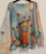 LOOWIE Blue Floral Flower Pot Printed Sweater