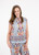 Shannon Passero Indigo Ikat Funnel Neck Sleeveless Top