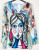 LOOWIE Povi Italian Cozy Blue Picasso Printed Sweater