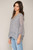 By Together Grey Chiffon Tear Drop Lace-Up Blouse