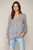 By Together Grey Chiffon Tear Drop Lace-Up Blouse