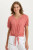XCVI Deep Coral Frayed Knotted Top