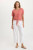 XCVI Deep Coral Frayed Knotted Top