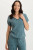 XCVI Distressed Teal Cotton Gauze Top