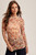 Hem & Thread Taupe Floral Mock Mesh Top