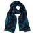 Chinar Boiled Wool Blue Leaves Scarf