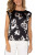 Liverpool Black & White Floral Satin Top