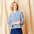 Suzy D Blue Houndstooth Crop Frayed Jacket