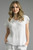 Tempo Paris White Linen Frayed Edge Top