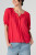 Liverpool Cherry Puff Sleeve Henley Top