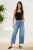 Tribal Coastal Blue Wide Stretch Crop Jeans