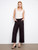 Charlie B Black Button Front Stretch Linen Crop