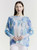 TINA Stephens Washed Dots Blue Batwing Sweater