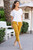 XCVI Mustard Stretch Poplin Crop