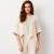 Suzy D Beige Linen Uneven Hem Top