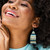 Ink + Alloy Blue Stripe Beaded Fringe Earrings