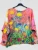 LOOWIE Pink Abstract Floral Printed Sweater