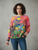 LOOWIE Pink Abstract Floral Printed Sweater