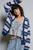 POL Indigo Stripe Mohair Open Cardigan