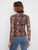 Charlie B Ikat Mesh Mock Neck Top