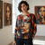 LOOWIE Multicolor Abstract Face Printed Sweater