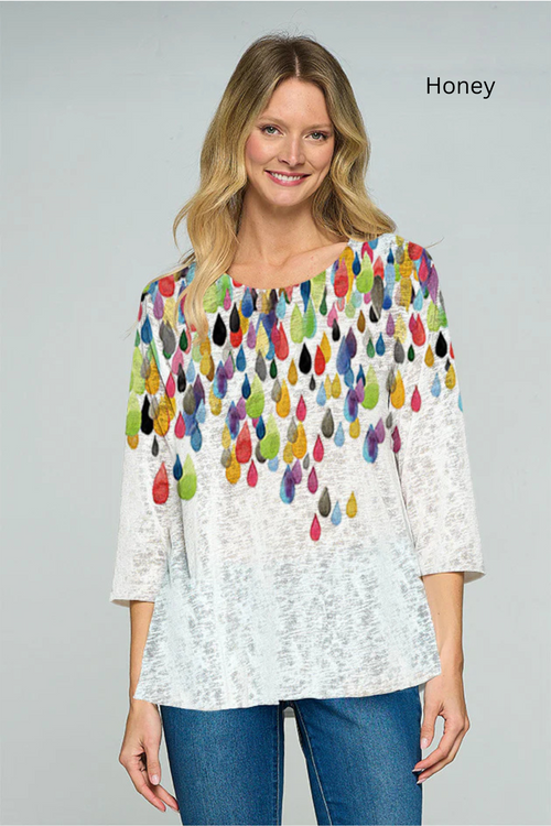 Et' Lois Colorful Raindrops Soft Knit Top - New Moon Boutique