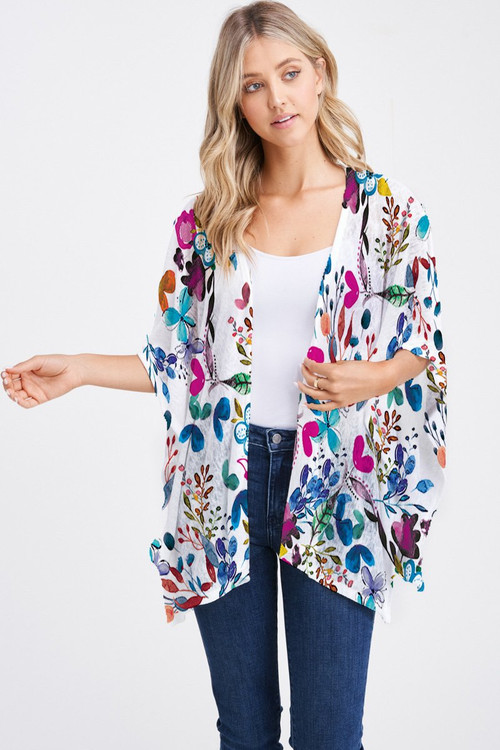 Et' Lois Floral Arrangement Open Wrap Shawl - New Moon Boutique