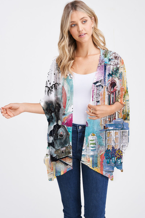 Soft Knit Open Wrap Shawl Top 