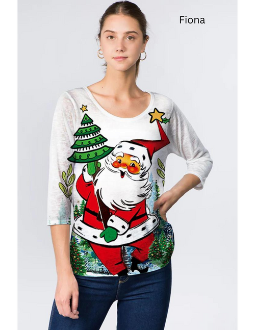 Et' Lois Laughing Santa Soft Knit Top - New Moon Boutique