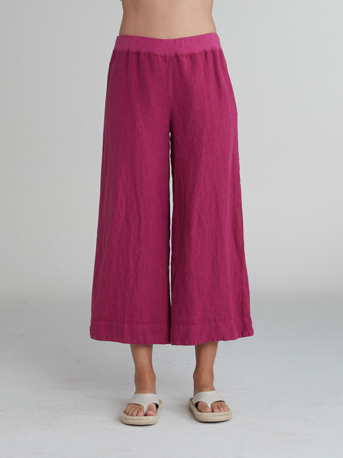 【BAON】Muton Linen Pigment Wide Pants Nin Linen Pant - Golden